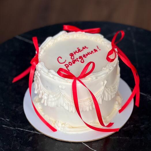 Торт в стиле Ламбет с красными ленточками | 1,5кг