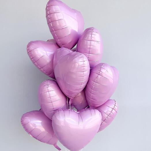 10 розовых сердечек