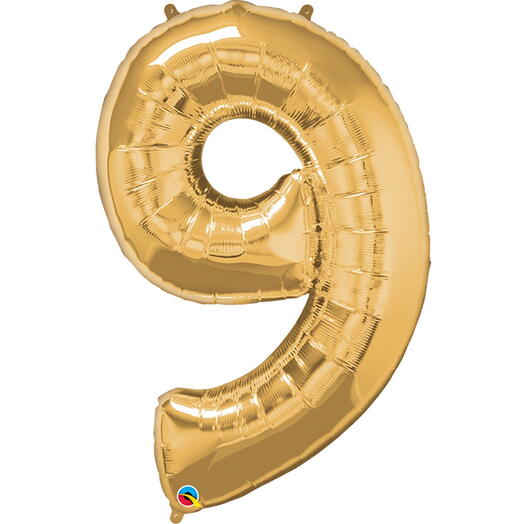 Golden Number Nine Helium Balloon -5337