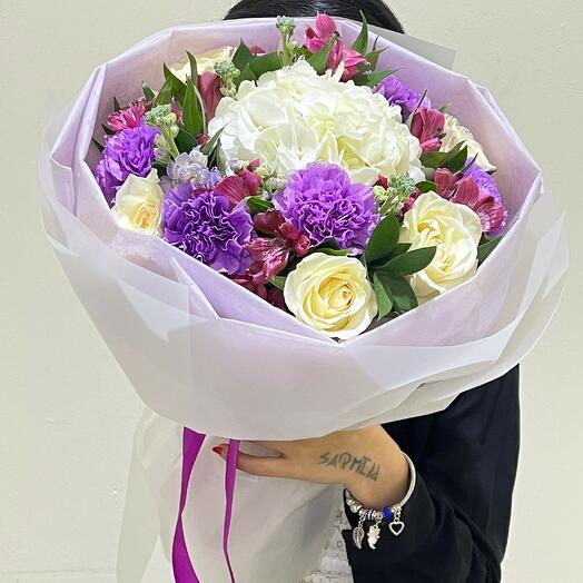 Purple Carnation   Rose Bouquet