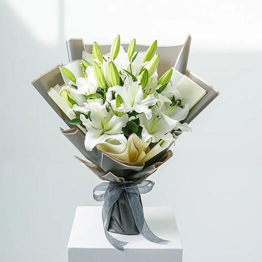 Elegance in Every Petal Bouquet | Mesmerizing White Lily Arrangement