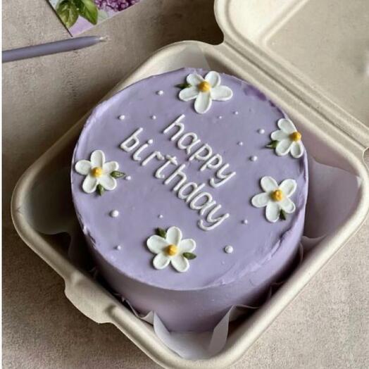 Бенто торт happy birthday с ромашками