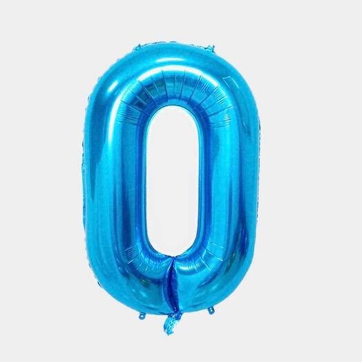 Фольгированый шар "0" с гелием Цифры (102 см) цвета Сине-голубой