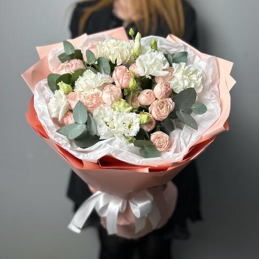 St bouquet 146 с пион розами и махровой эустомой