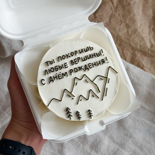 Бенто-торт на день рождения с мотивационной надписью «Ты покоришь любые вершины!»