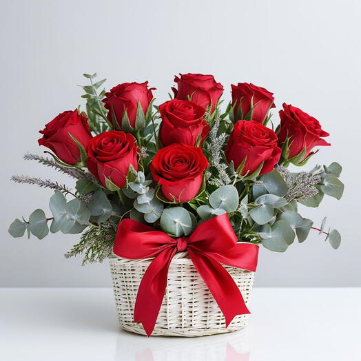 Valentines Day Red Roses Standard Basket