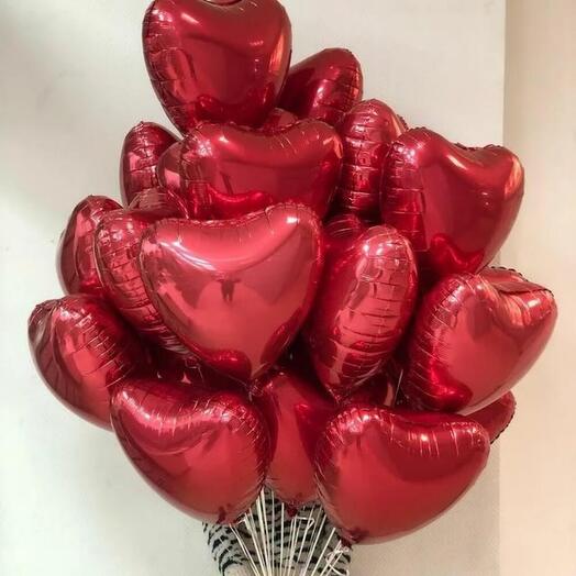 Связка из 21 фольгированного сердца 💕