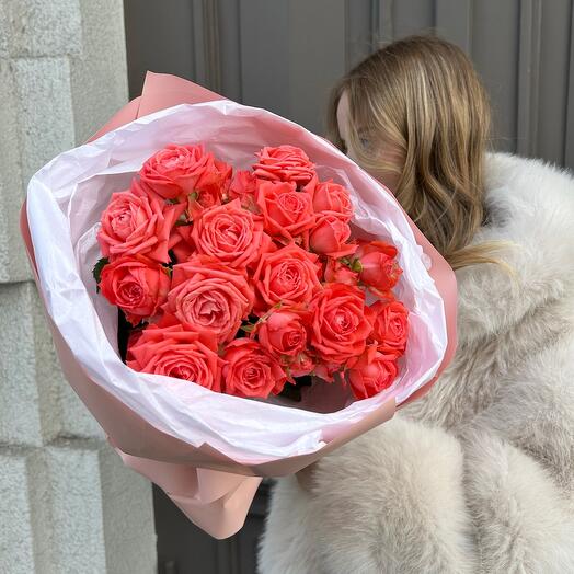 Монобукет из 7 кустовых роз 💗барбадос