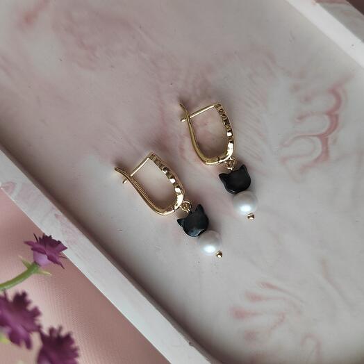 Серьги "чёрная кошка"