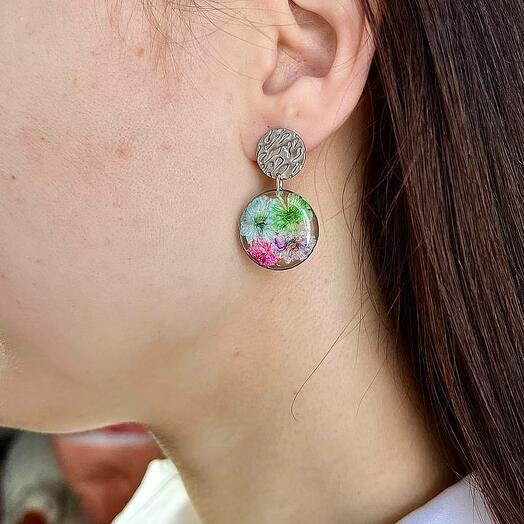 Серьги с цветами гипсофилы