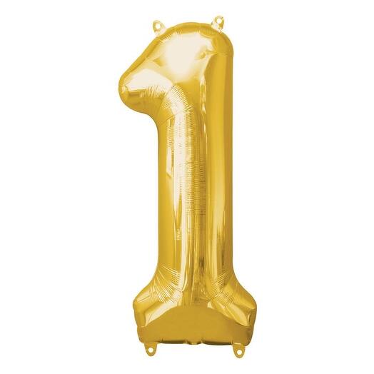 Цифра 1 фольгированая «золото» (102см)