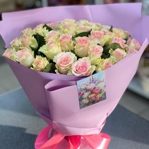 Розовые розы (37шт.)