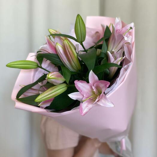 Букет розовая лилия 3 шт (мб 41)
