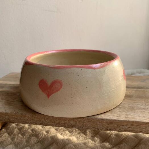 Тарелка глубокая керамическая / миска "Сердечки"