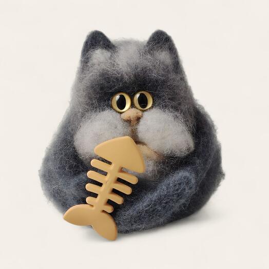 Валяная игрушка «Котенок Мурзик»
