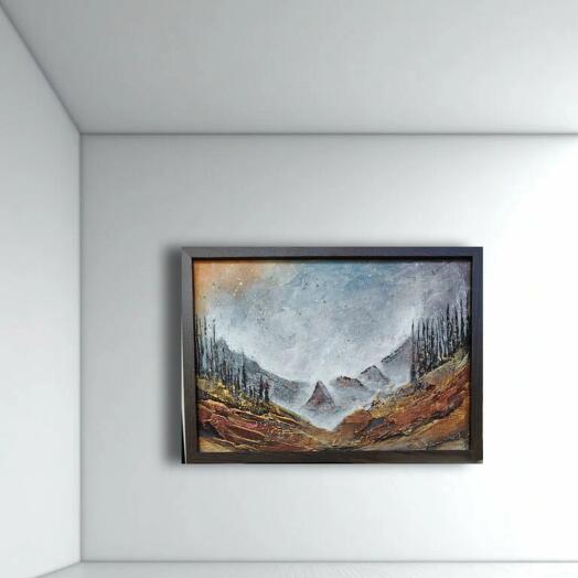 Картина интерьерная  абстрактный пейзаж с золотом