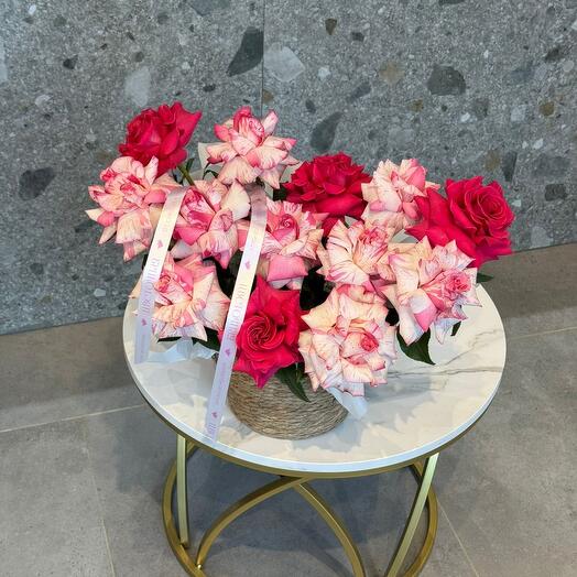 Моно-букет композиция с французскими розами