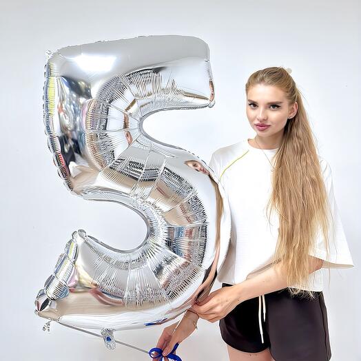 Foil dígitos bola "Plata" para elegir 102 cm
