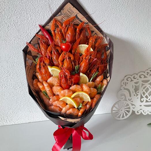 Съедобный букет /Букет раки+креветки
