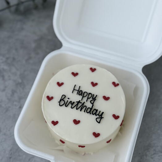 Бенто торт S happy birthday на день рождения с сердечками парню девушке мужу жене подруге
