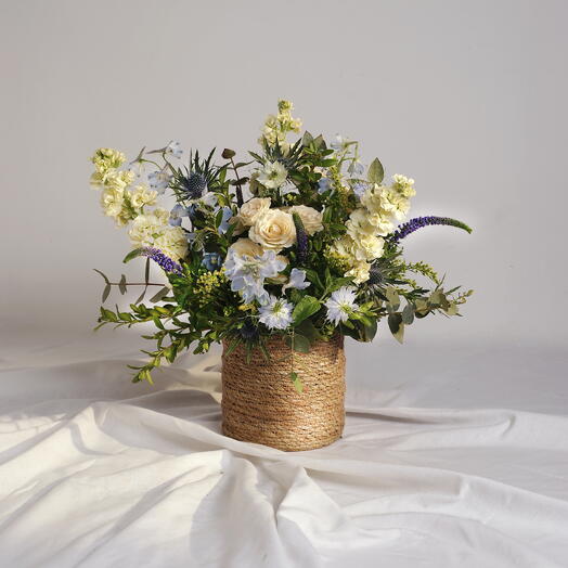 Raffia Planter with Wildflowers