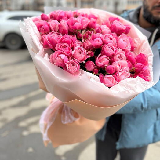 21 кустовая пионовидная роза «Сильва Пинк» 🌸
