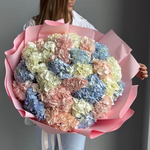 Букет огромный из 25 гортензий
