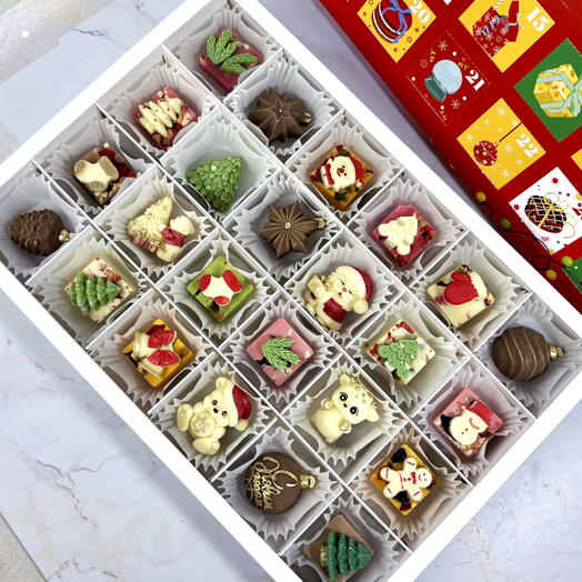 Новогодний Адвент календарь с настоящим шоколадом и чаем