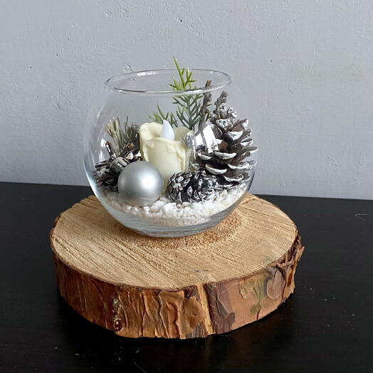 Новогодняя композиция «Шар со свечой»