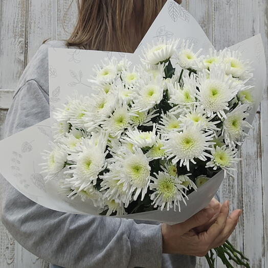 Букет из белых хризантем Снежинка 11 шт