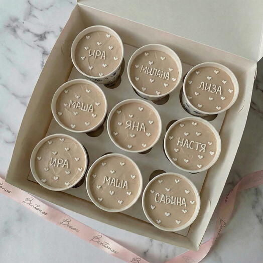 Набор тортов в стаканчике именные на мероприятия cake to go 9 шт