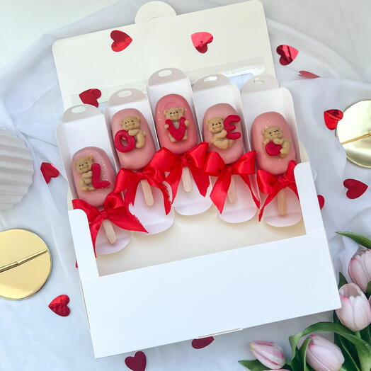 Пирожное эскимо шоколадное с медвежатами love на день влюбленных , 14 февраля,подарок для девушки