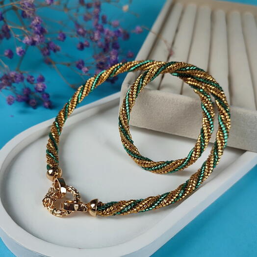 Колье "Дракон" — бисерное колье с фигурной застёжкой, ручная работа