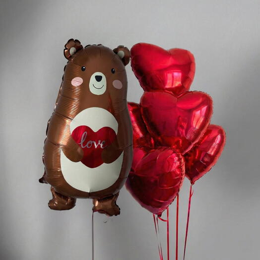 Набор сердец с мишкой Love️