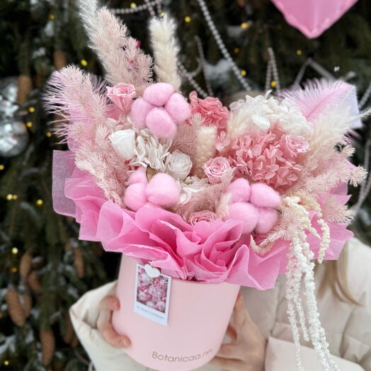 Розовая коробочка с сухоцветами 🎀
