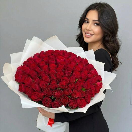 Букет из 101 красной розы «Люблю тебя»