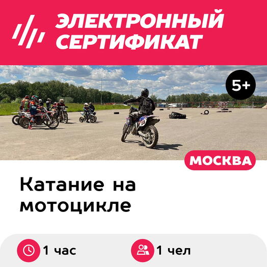 Подарочный сертификат Любопытный лис. Тренировка на питбайке/эндуро, 1 чел. в группе (1 час)