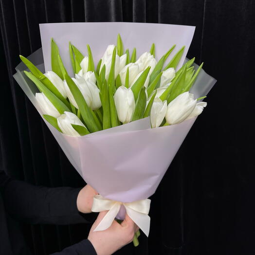 Белые тюльпаны в упаковке 25шт