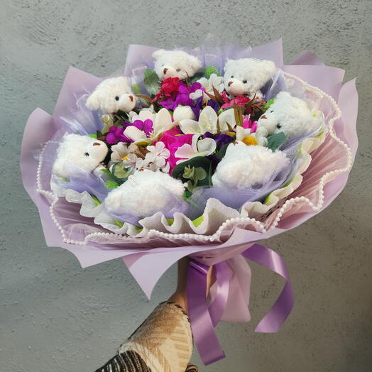 Букет с медвежатами