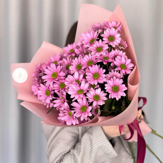 Букет из 5 розовых хризантем💗