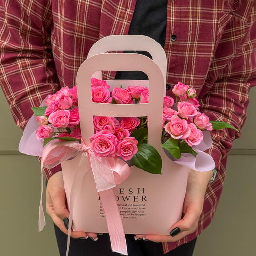 Роза Пинк Хеопс в сумочке + сладкий подарок 🎁