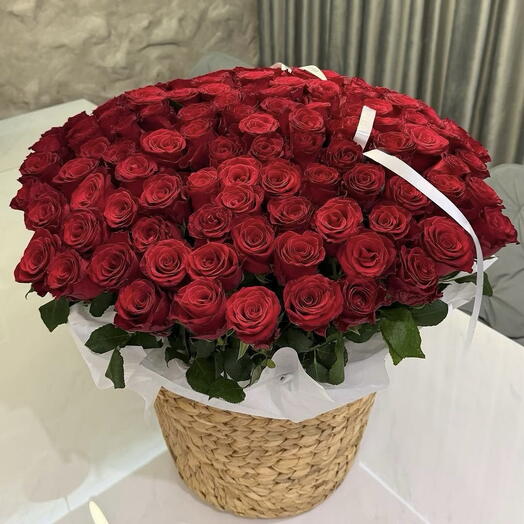 Luxury Basket of 101 Red Roses