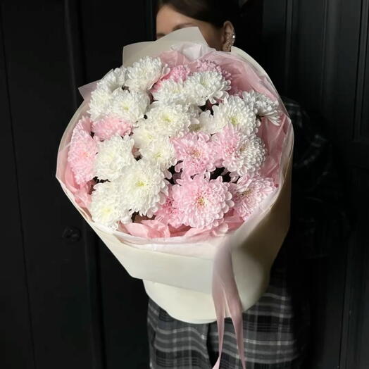 Моно букет из 7 кустовых хризантем 🌸