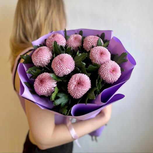 Букет хризантем «Черничное мороженое» 🫐, Момоко, арт 04 Flower Perfect
