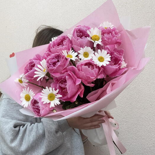 Летний букет,пионы и ромашки🌸