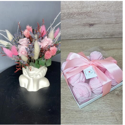Подарочный набор 🌼букет из сухоцветов и фруктовый зефир 💓