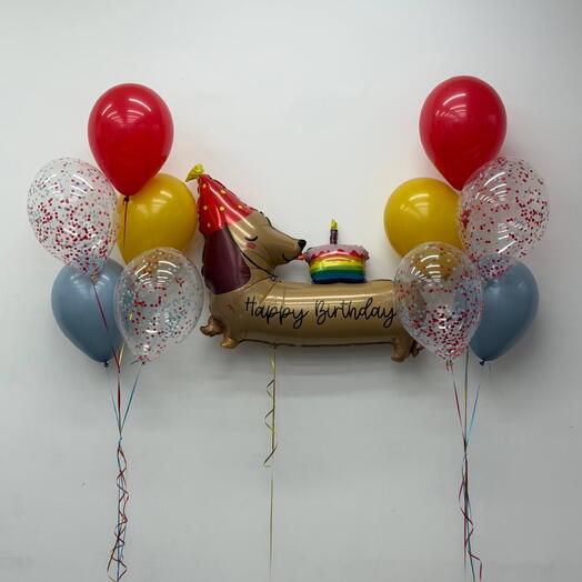 Шары гелиевые «Праздничная собачка, такса»