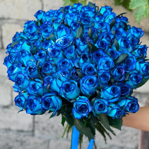 Букет из 101 синей розы «Blue Ocean»