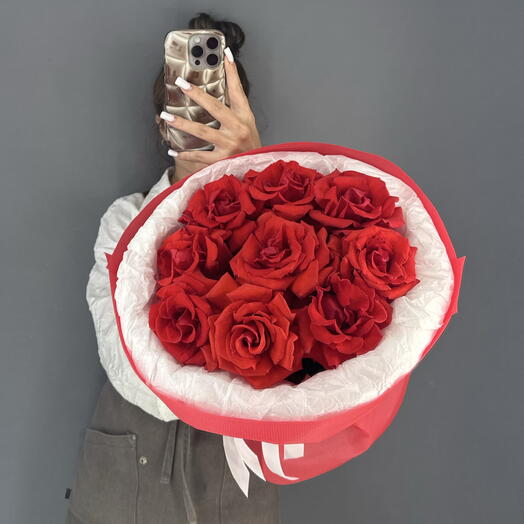 Монобукет🌹Француская Алая Роза