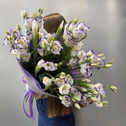 Белые Ирисы и Лизиантус 💜 | Фиолетовый букет 💜